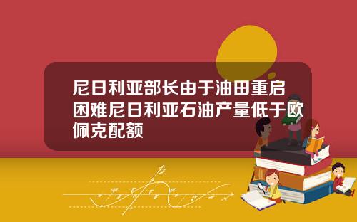 尼日利亚部长由于油田重启困难尼日利亚石油产量低于欧佩克配额