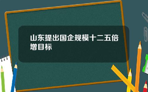 山东提出国企规模十二五倍增目标