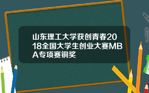 山东理工大学获创青春2018全国大学生创业大赛MBA专项赛铜奖