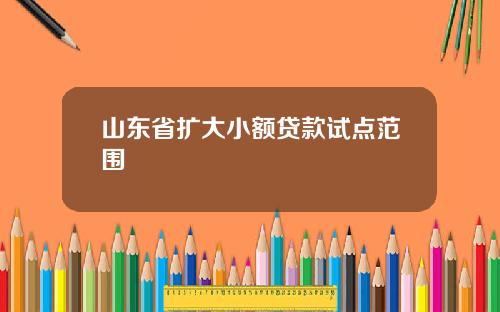 山东省扩大小额贷款试点范围