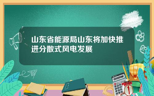 山东省能源局山东将加快推进分散式风电发展