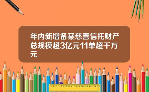年内新增备案慈善信托财产总规模超3亿元11单超千万元