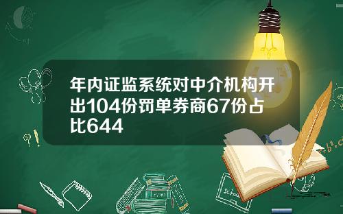 年内证监系统对中介机构开出104份罚单券商67份占比644