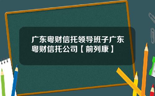 广东粤财信托领导班子广东粤财信托公司【前列康】