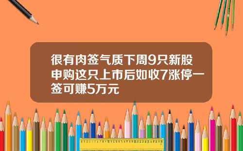 很有肉签气质下周9只新股申购这只上市后如收7涨停一签可赚5万元