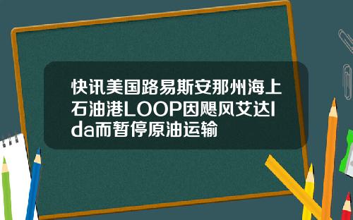 快讯美国路易斯安那州海上石油港LOOP因飓风艾达Ida而暂停原油运输