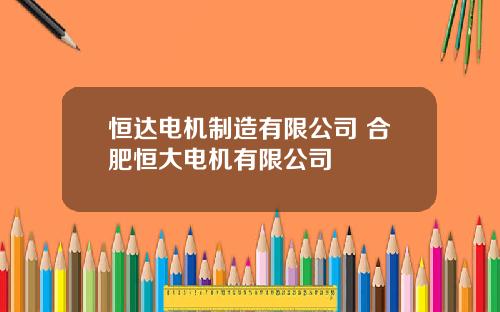 恒达电机制造有限公司 合肥恒大电机有限公司