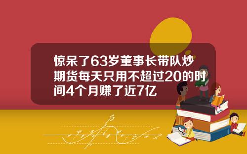 惊呆了63岁董事长带队炒期货每天只用不超过20的时间4个月赚了近7亿