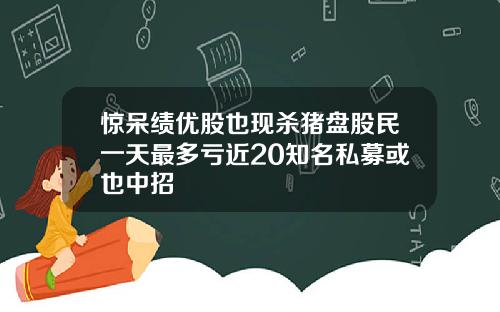 惊呆绩优股也现杀猪盘股民一天最多亏近20知名私募或也中招