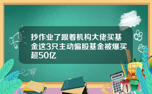 抄作业了跟着机构大佬买基金这3只主动偏股基金被爆买超50亿