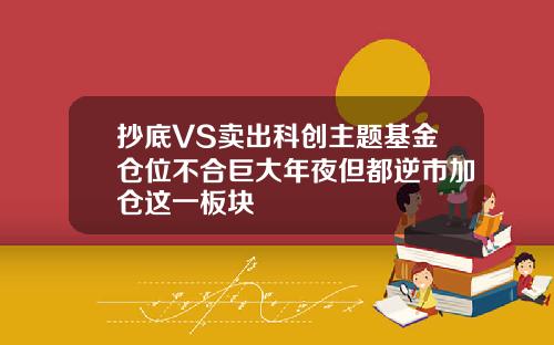 抄底VS卖出科创主题基金仓位不合巨大年夜但都逆市加仓这一板块