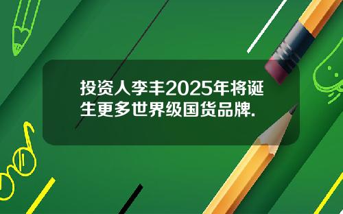 投资人李丰2025年将诞生更多世界级国货品牌.