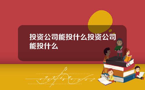 投资公司能投什么投资公司能投什么