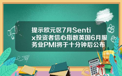 提示欧元区7月Sentix投资者信心指数英国6月服务业PMI将于十分钟后公布