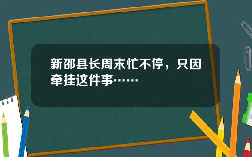 新邵县长周末忙不停,只因牵挂这件事……