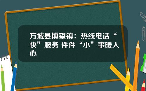 方城县博望镇:热线电话“快”服务 件件“小”事暖人心
