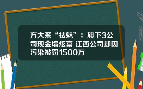 方大系“祛魅”:旗下3公司现金墙炫富 江西公司却因污染被罚1500万