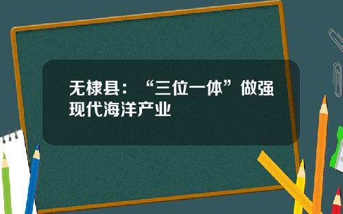 无棣县：“三位一体”做强现代海洋产业