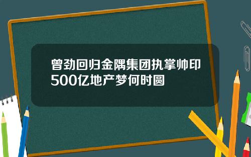 曾劲回归金隅集团执掌帅印500亿地产梦何时圆