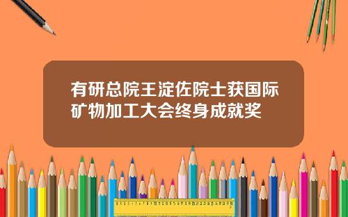 有研总院王淀佐院士获国际矿物加工大会终身成就奖