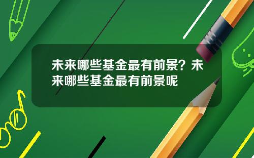 未来哪些基金最有前景？未来哪些基金最有前景呢