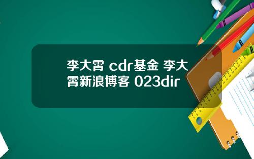 李大霄 cdr基金 李大霄新浪博客 023dir