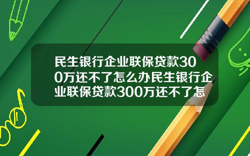 民生银行企业联保贷款300万还不了怎么办民生银行企业联保贷款300万还不了怎么办呢