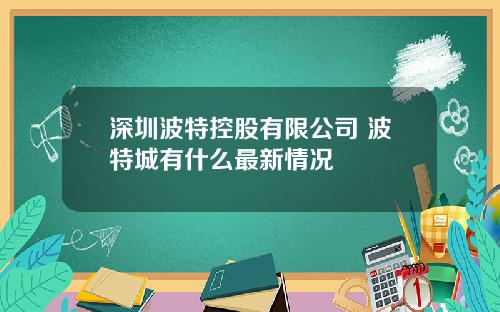 深圳波特控股有限公司 波特城有什么最新情况