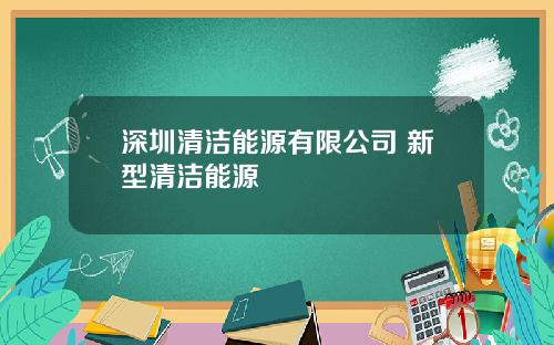 深圳清洁能源有限公司 新型清洁能源
