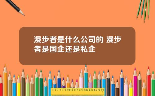 漫步者是什么公司的 漫步者是国企还是私企