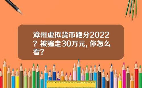 漳州虚拟货币跑分2022?被骗走30万元, 你怎么看?