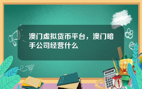 澳门虚拟货币平台,澳门暗手公司经营什么