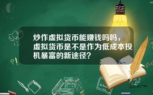 炒作虚拟货币能赚钱吗吗,虚拟货币是不是作为低成本投机暴富的新途径?