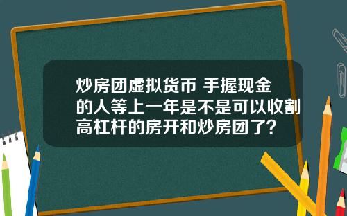 炒房团虚拟货币 手握现金的人等上一年是不是可以收割高杠杆的房开和炒房团了?