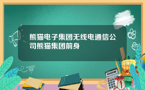 熊猫电子集团无线电通信公司熊猫集团前身