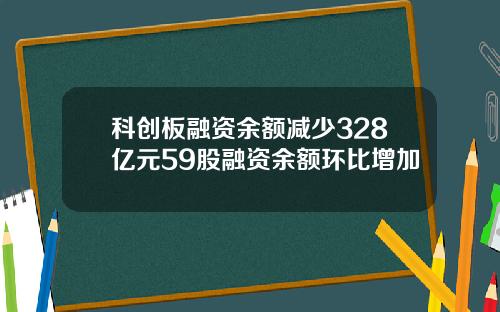 科创板融资余额减少328亿元59股融资余额环比增加