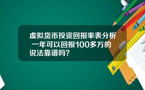 虚拟货币投资回报率表分析 一年可以回报100多万的说法靠谱吗?