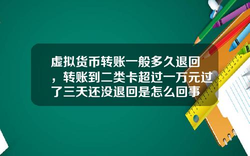 虚拟货币转账一般多久退回,转账到二类卡超过一万元过了三天还没退回是怎么回事