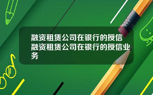 融资租赁公司在银行的授信融资租赁公司在银行的授信业务