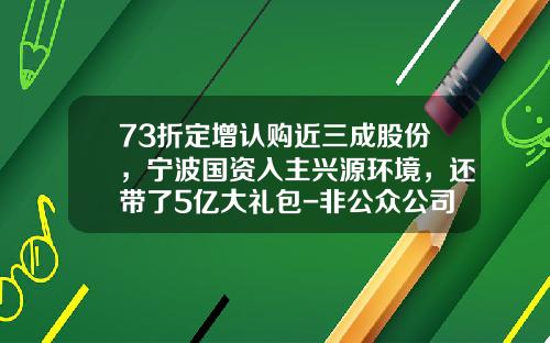 73折定增认购近三成股份，宁波国资入主兴源环境，还带了5亿大礼包-非公众公司可以定向增发吗