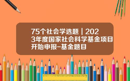 75个社会学选题｜2023年度国家社会科学基金项目开始申报-基金题目