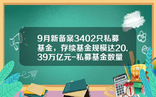 9月新备案3402只私募基金，存续基金规模达20.39万亿元-私募基金数量