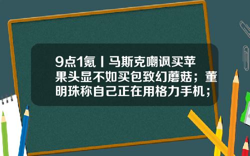 9点1氪丨马斯克嘲讽买苹果头显不如买包致幻蘑菇；董明珠称自己正在用格力手机；平台回应迪士尼低价团购票无法入园-上海合之力投资管理有限公司