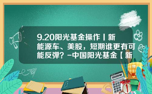 9.20阳光基金操作丨新能源车、美股，短期谁更有可能反弹？-中国阳光基金【新闻】.