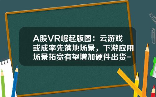 A股VR崛起版图：云游戏或成率先落地场景，下游应用场景拓宽有望增加硬件出货-深圳市易尚展示股份有限公司面试
