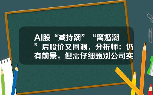AI股“减持潮”“离婚潮”后股价又回调，分析师：仍有前景，但需仔细甄别公司实力-公司减持股份股票走势