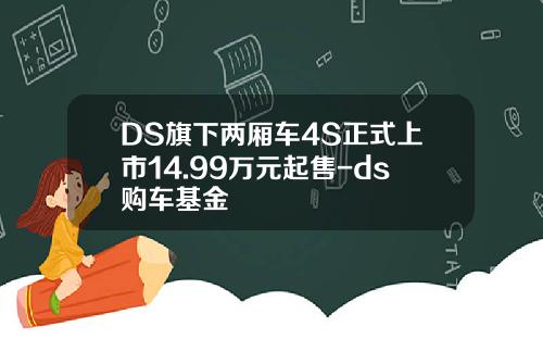 DS旗下两厢车4S正式上市14.99万元起售-ds购车基金