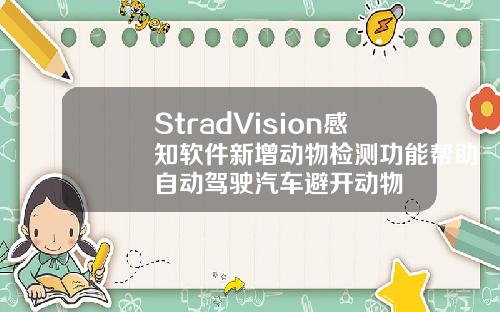 StradVision感知软件新增动物检测功能帮助自动驾驶汽车避开动物