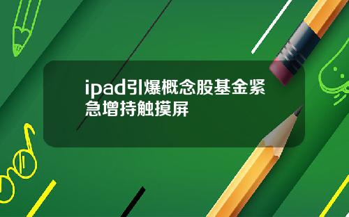 ipad引爆概念股基金紧急增持触摸屏