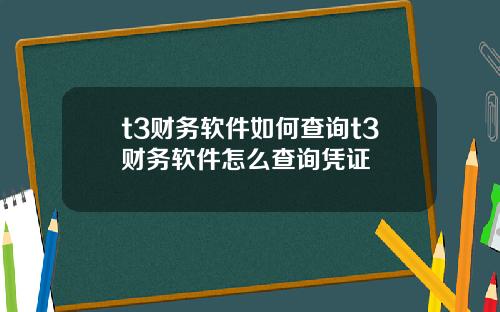 t3财务软件如何查询t3财务软件怎么查询凭证